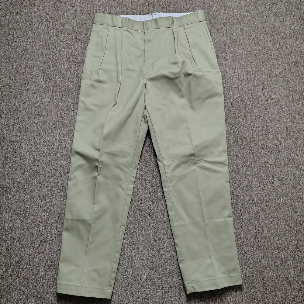 Vintage DICKIES Work Pants Men 36x30 Tan Twill Cotton Blend Straight Leg USA 90s